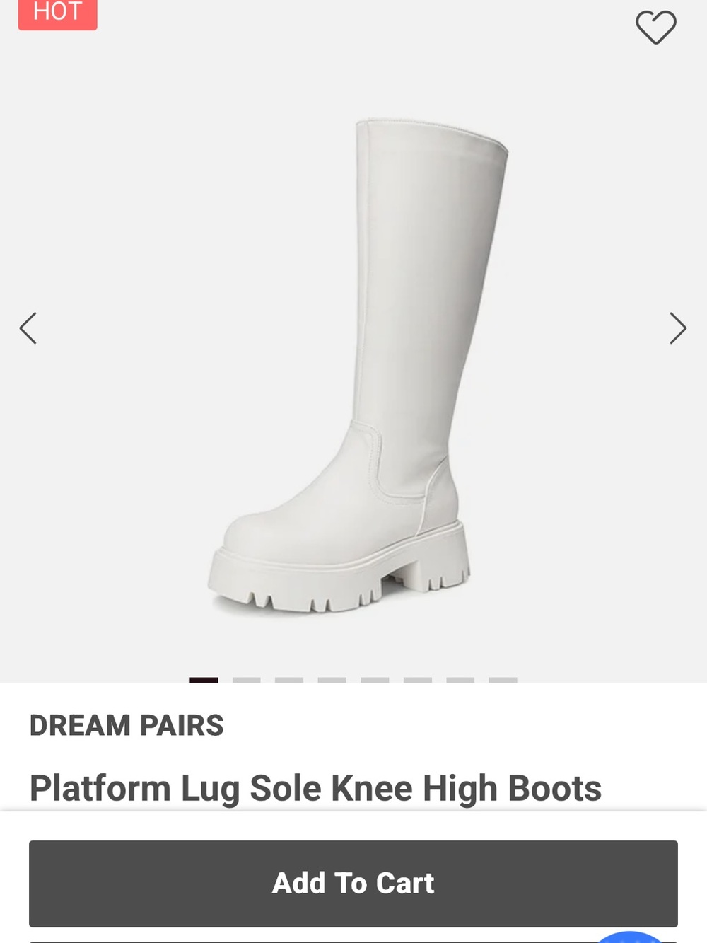 Dream Pairs White Knee-High Platform Lug Sole Boots